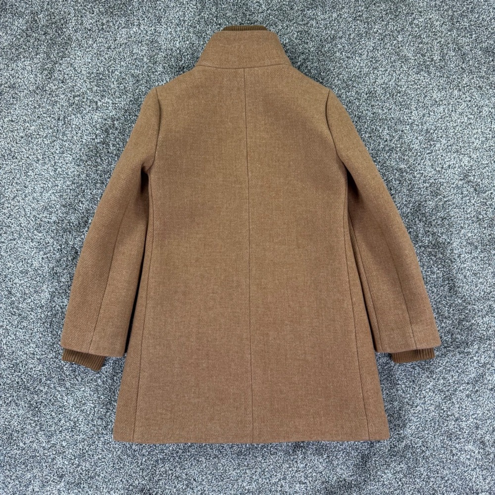 J.Crew Italian Stadium Cloth Wool Coat Brown Nello Gori Zip Up Womens 0 Petite - Picture 2 of 12